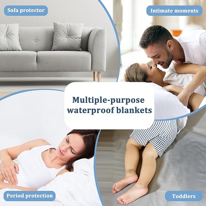 Kritter Planet Waterproof Bed Blanket, Washable Stain Proof Pad Bed Cover, Reversible Leakproof Furniture Protector, Liquid Pee Proof Blanket for Couch Sofa, 80x60 inch, Queen Size