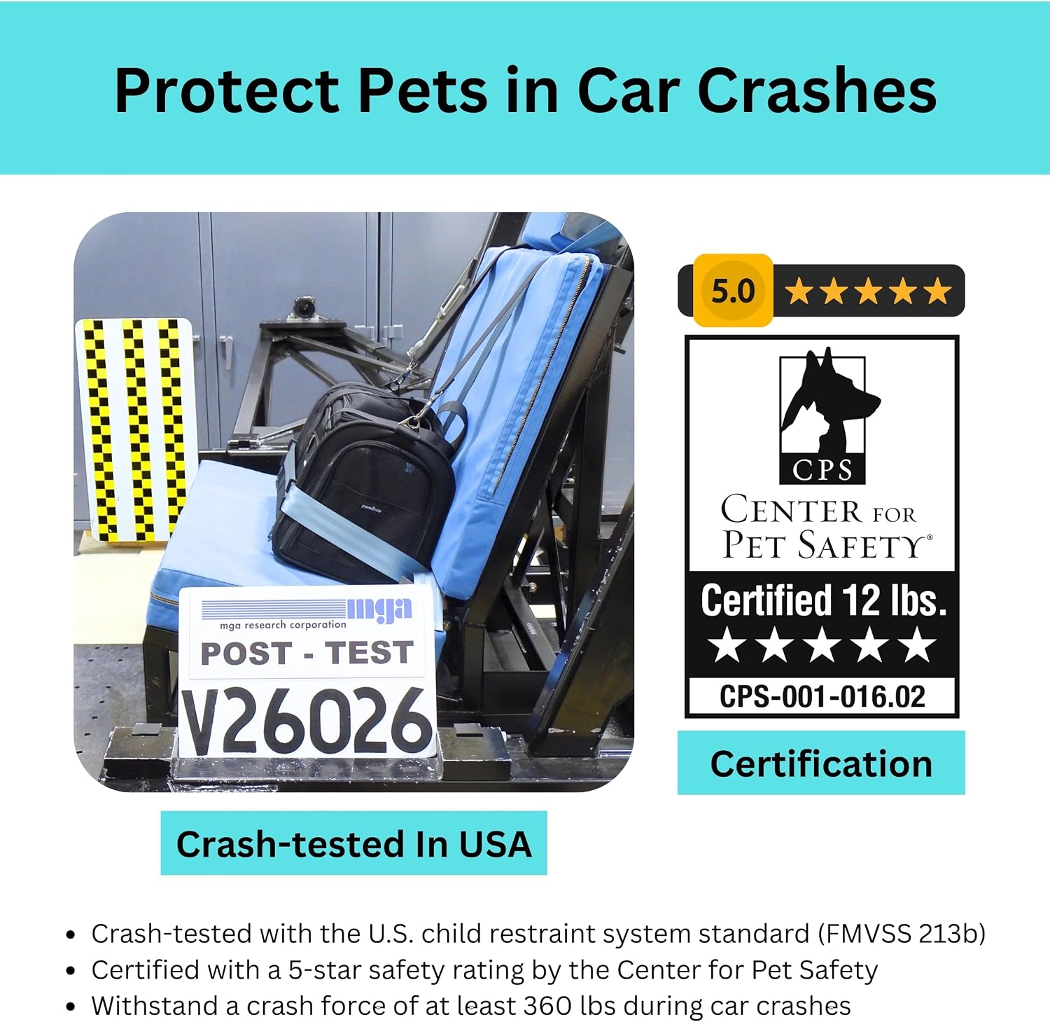 Crash-Tested Expandable Cat Carrier for Crash Protection | 2-in-1 Crash-Tested Small Dog Car Seat & Portable Pet Carrier | CPS Certified for Crash Protection & Safe Pet Travel