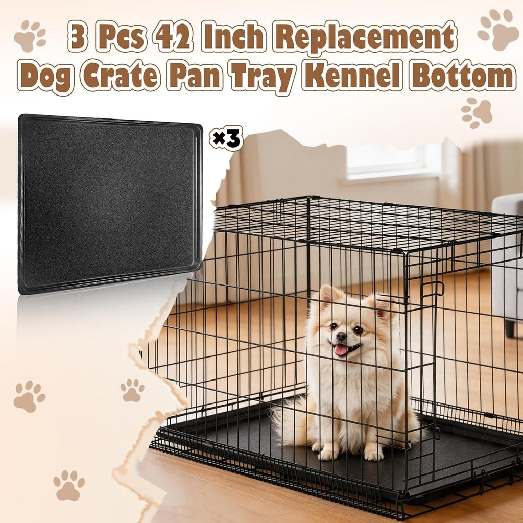 3 Pcs 41 Inch Replacement Dog Crate Pan, Plastic Bottom Tray for Dog Crate