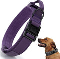 Tactical Dog Collar, Adjustable Military Training Nylon Dog Collar with Control Handle and Heavy Quick-Release Metal Buckle for Small Medium Large Dogs, Purple S