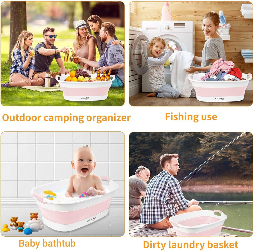 Collapsible Dog Bath Tub, Portable Puppy Bathtub with Drain Plug, Pink | Collapsible and Portable, Easy Water Drainage, For Small Dogs, Puppies and Cats; Indoor and Outdoor Use, Space-Saving Storage