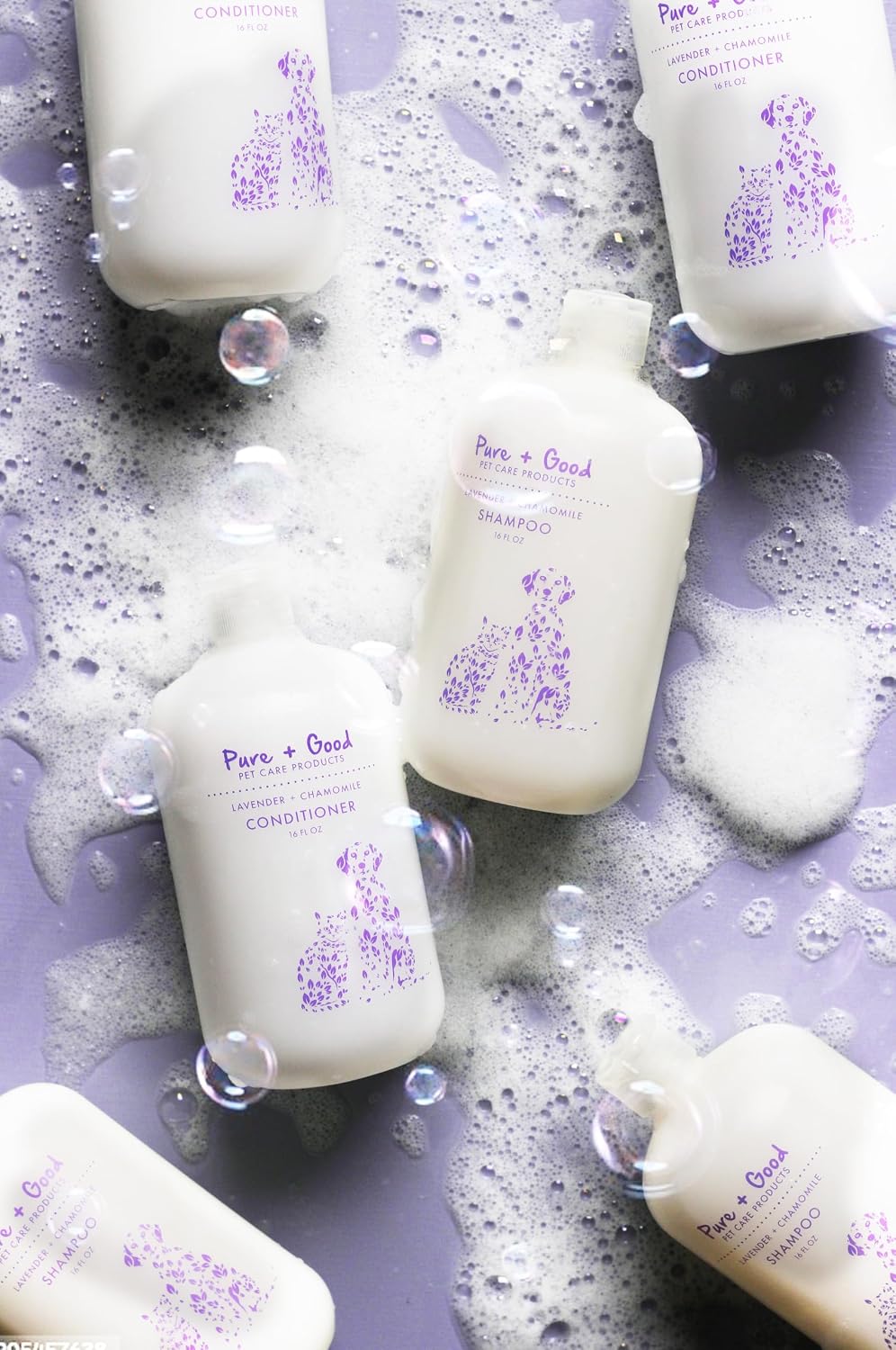 Pure + Good - Shampoo and Conditioner Set, Formulated for All Pets, Gentle and Cleansing, Made in The USA, Cruelty Free, 16 fl oz (Lavender + Chamomile)