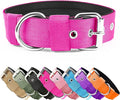 Heavy Duty Tactical Dog Collar - 1.5" Width Military Durable Thick Nylon with Adjustable Metal D Ring & Buckle Working Training K9 Collar for Medium Large Dogs (L(20"-23"), Hot Pink)