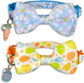 Easter Cat Collar with Bow Tie 2 Pack Adjustable Breakaway Safety Collars, Bunny and Easter Egg Patterns, Soft Nylon for Small & Medium Cats