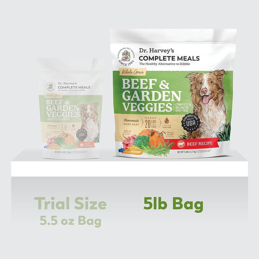 Dr. Harvey's Beef & Garden Veggies Dog Food, Whole-Grain (5 lb) | Dehydrated Dog Food with Freeze-Dried Beef