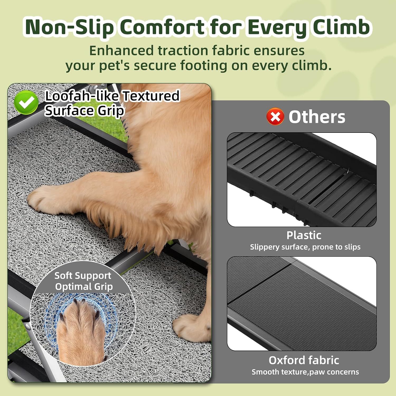 Dog Stairs for Large Dogs, 𝟐𝟎'' 𝐄𝐱𝐭𝐫𝐚 𝐖𝐢𝐝𝐞 Foldable Dog Ramp for Car, SUV & Truck, Non-Slip DogSteps for High Beds, 4-Step Aluminum Frame, Supports up to 250 lbs