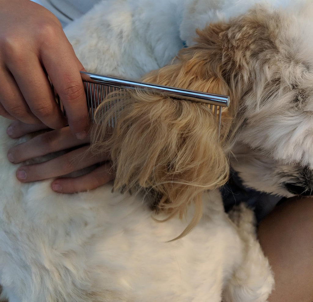 Metal Dog Grooming Comb - 7 1/2" Stainless Steel - Cats and Other Pets