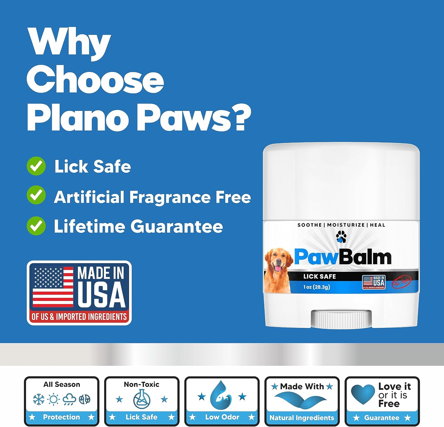 planopaws Lick Safe Dog Paw Pad Balm 1 Oz - Soothe & Heal Dry Cracked Paws - Dog Nose Balm - Paw Protector from Heat Snow Sand - Easy to Use Paw Soother