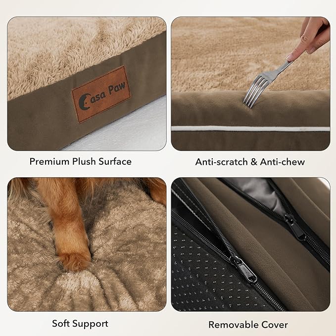 Orthopedic XXL Dog Beds, Waterproof Egg Crate Foam Big Pet Bed for All Breed Sized Dogs 53x42Inch, Washable Extra Large Dog Couch Bed with Removable Cover and Non-Slip Bottom, Brown