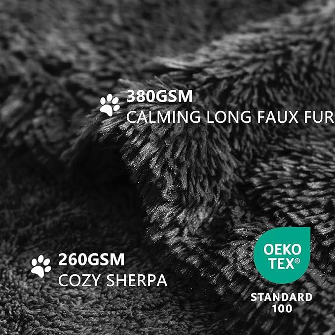 gogobunny Waterproof Dog Blanket for Couch & Furniture Protection - Super Soft Reversible Throw for Large Dogs & Cats, Calming Washable Fur & Sherpa Pet Blanket (25x35 Inch, Black)