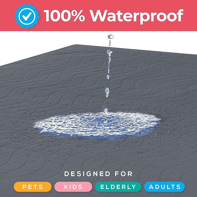 Utopia Bedding Washable Underpads 34" x 36" (Pack of 4), Waterproof Reusable Heavy Absorbency Incontinence Bed Pads for Adults, Kids, Elderly and Pets, Bedwetting Pads for Sofa and Couch (Grey)