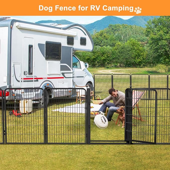 Dog Fence Outdoor Pens Outside,Portable Dog Play Pen 40" H 16 Panels Pet Playpen Exercise Pens for Puppys Small Medium Large Dogs RV Camping Yard Garden Indoor Low Threshold Wide Gate