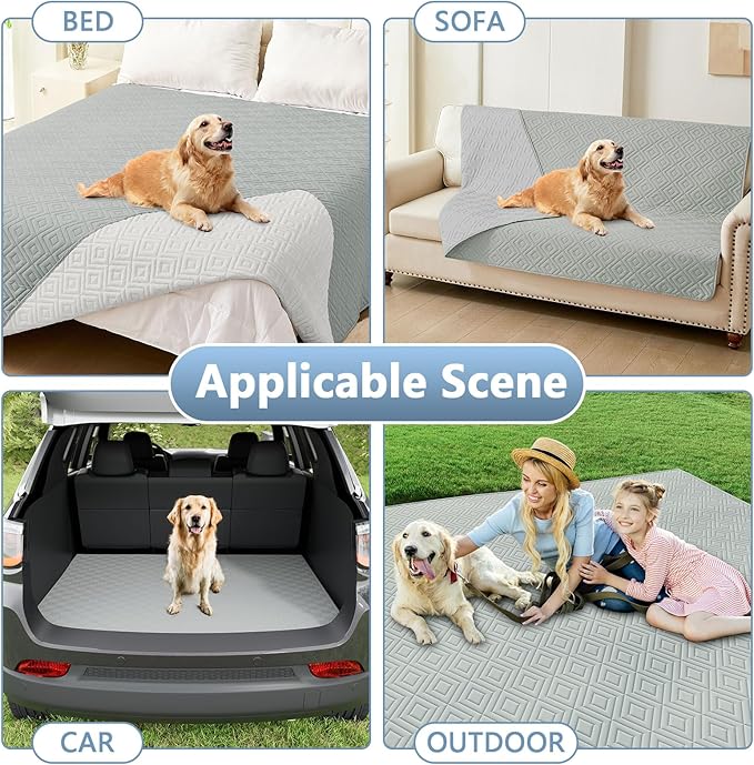 hyha Waterproof Dog Blanket, Soft Pet Bed Blankets, Waterproof Sofa Couch Cover for Dogs Washable, Reversible Pet Couch Covers for Sofa Furniture (30x90 Inch, Grey/Light Grey)