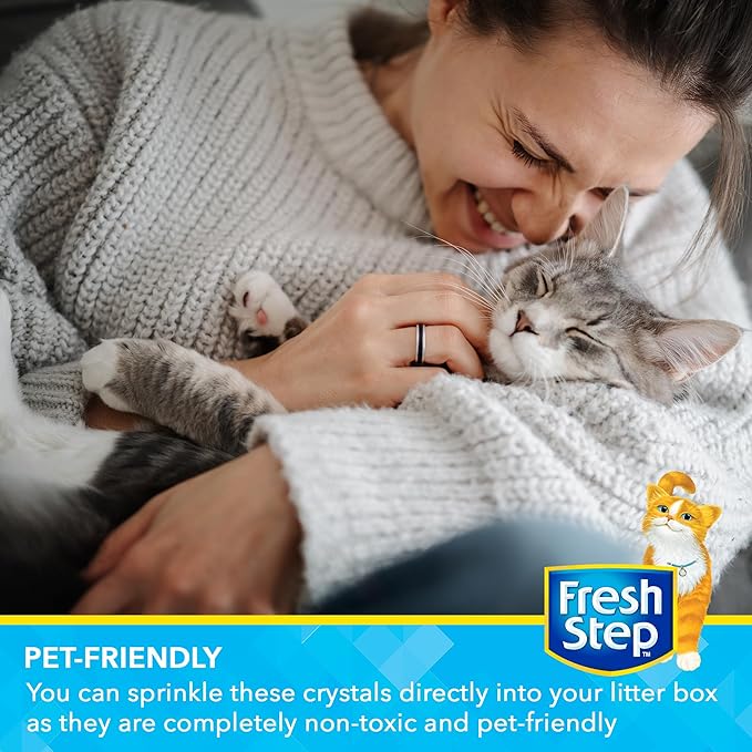 Fresh Step Cat Litter Crystals Deodorizer, Non Toxic Odor Neutralizing Crystals for Litter Boxes that Help Control Smells and Keep Home Areas Fresh, Fresh Scent, 30 Ounce