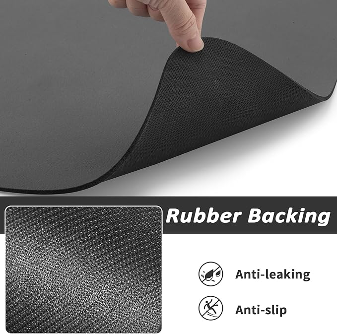 Dog Food Mat - Absorbent Cat Mat for Food and Water, No Stains Pet Feeding Bowl Mat, Easy to Clean Pet Placemats, Quick Dry Dog Water Dispenser Mat for Messy Drinkers | Paw Dark Grey 24"x 36"