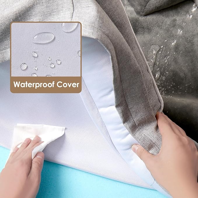 EHEYCIGA Orthopedic Dog Beds for Large Dogs, Waterproof Memory Foam Large Pet Bed with Sides, Non-Slip Bottom and Egg-Crate Foam Dog Couch Bed with Washable Removable Cover, Grey