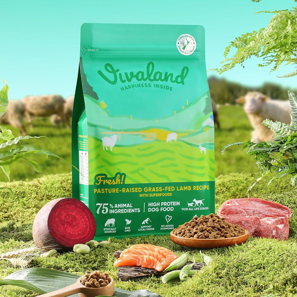 Air-Dried Dog Food - New Zealand, Pasture-Raised Grass-Fed Lamb Recipe with Superfoods Dog Food, 4.5 lb / 2 KG