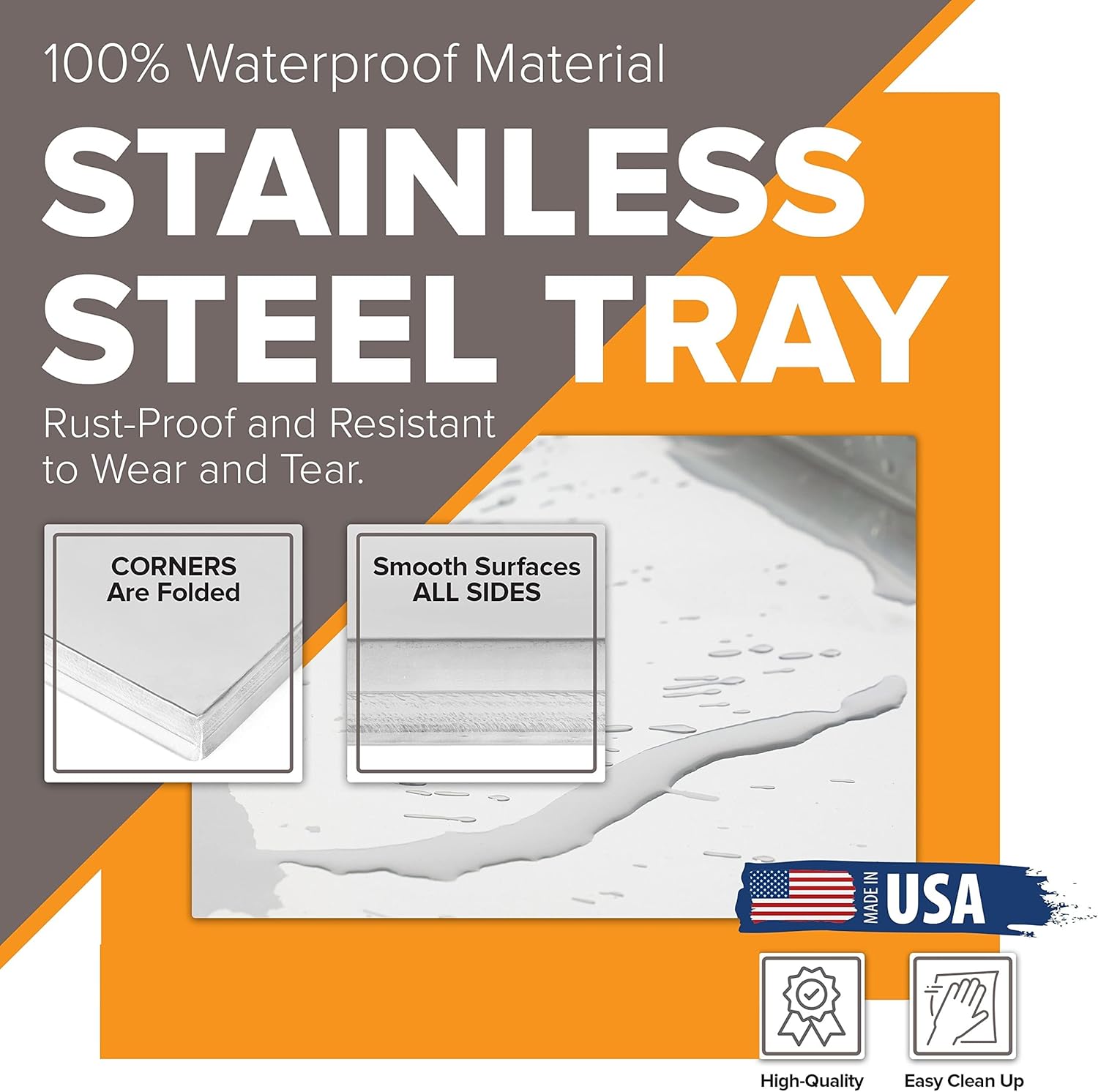 Metal Dog Crate Replacement Tray/Pan, Stainless Steel, Made to Order | Chew-proof, crack-proof, rust-resistant. Custom-built to fit any crate or kennel.