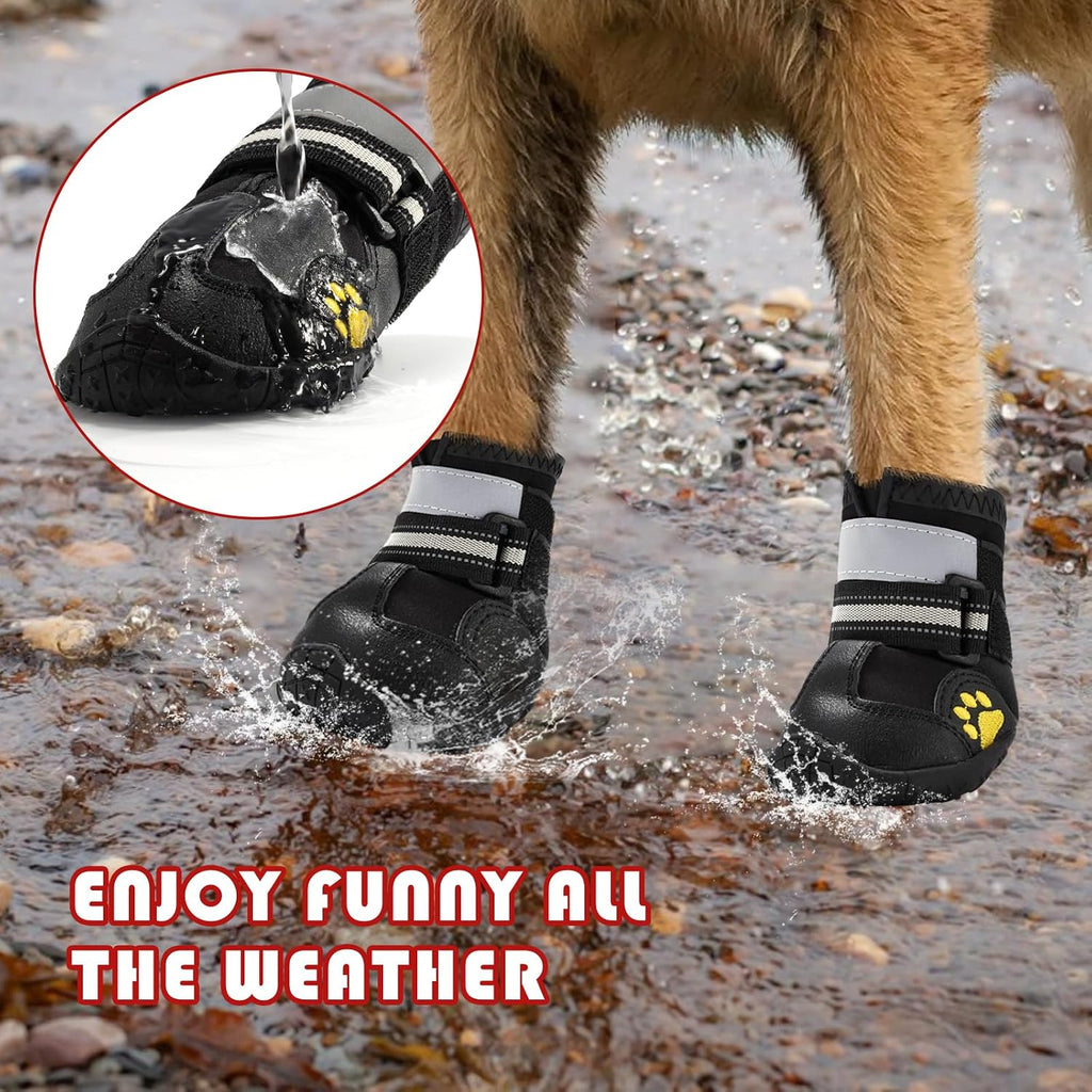 Dog Shoes, Dog Boots for Small, Medium & Large Dogs, Anti-Slip & Paw Protectors Pet Shoes for Indoor/Outdoor Walking on Summer Hot Pavement, Winter Snowy Day,Rainny Day (4PCS, Black)