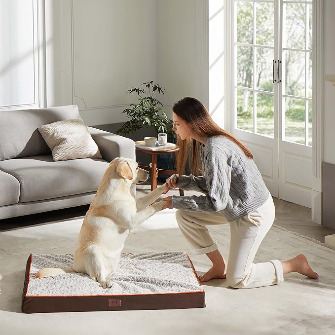 WESTERN HOME WH Medium Dog Bed for Medium Size Dogs, Orthopedic Pet Bed Waterproof Mattress with Removable Washable Cover, Thick Egg Crate Foam Dog Bed with Non-Slip Bottom