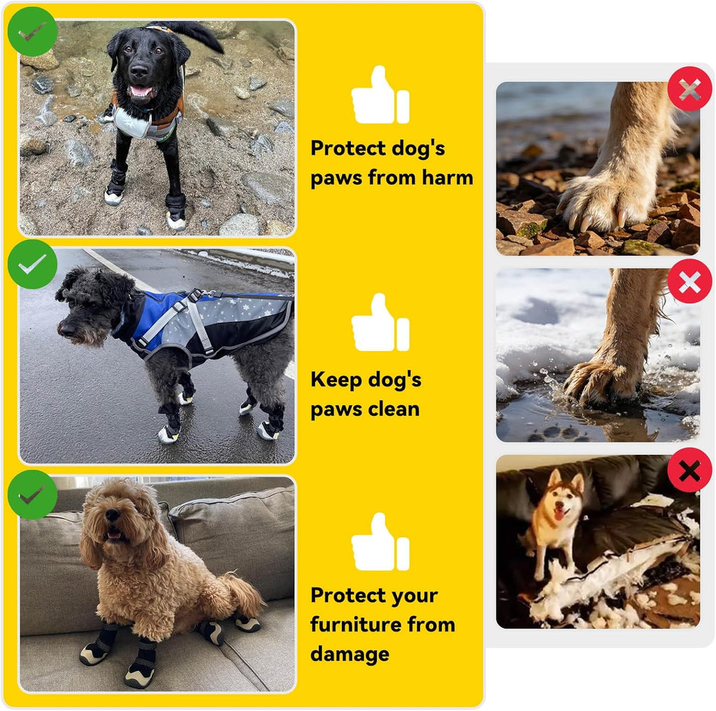 Enjoying Winter Dog Boots, Anti-Slip Long Legged Dog Booties Large Breed, Pet Shoes for Outdoor Snowy Rainy Day Paw Protection, Warm Doggy Walking Boots, Reflective Magic Straps, Adjustable, #8