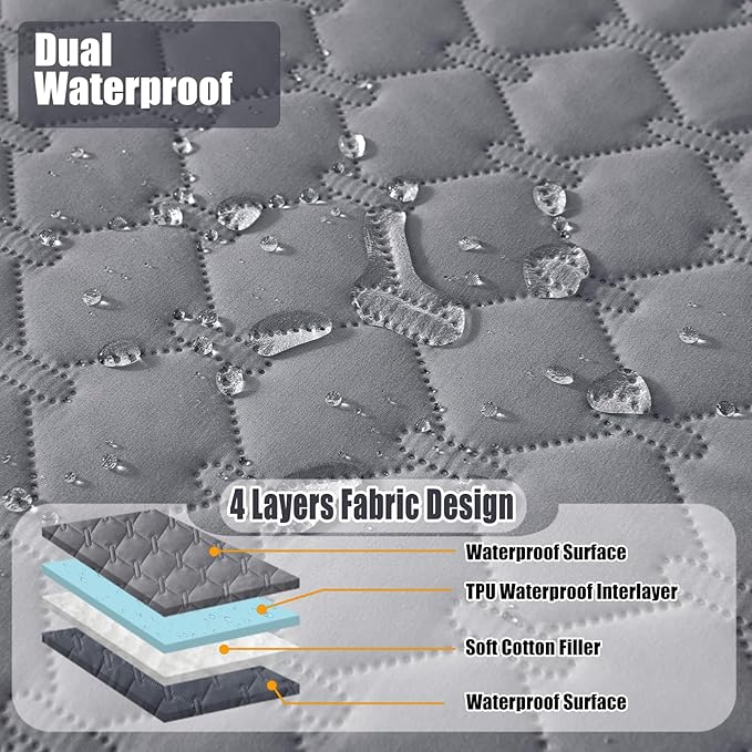 Smiry Waterproof Dog Bed Cover Blanket, Soft Reversible Pet Blanket, Washable Leakproof Cats Dogs Couch Cover for Sofa, Couch, Furniture (82x120 Inch, Grey/Dark Grey)