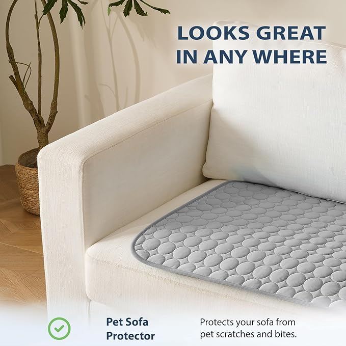 MICROCOSMOS Summer Cooling Mat & Sleeping Pad- Water Absorption Top, Materials Safe, Easy Carry, EZ Clean. Keep Cooling for Pets, Kids and Adults.(Grey, 59" x 40")