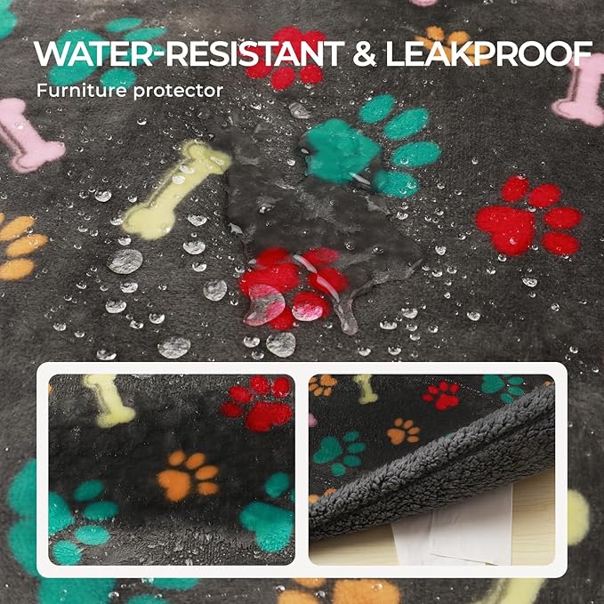 Luciphia Waterproof Pet Blankets for Couch Sofa Bed Cover Cat Liquid Pee Proof Washable Soft Fluffy Large Dog Blanket Reversible Furniture Protection Puppy Grey Bone Thicken Small（40" x 28"）