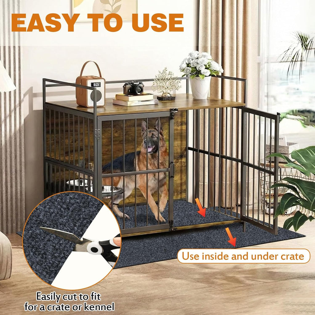 TRINKA Dog Crate Mat Liner, 60"X 46" Large Under Dog Kennel Mat | Waterproof Non-Slip Under Pet Crate Liner, Absorbs Urine Washable Reusable Puppy Playpen Pad to Protect Floors, Dark Gray