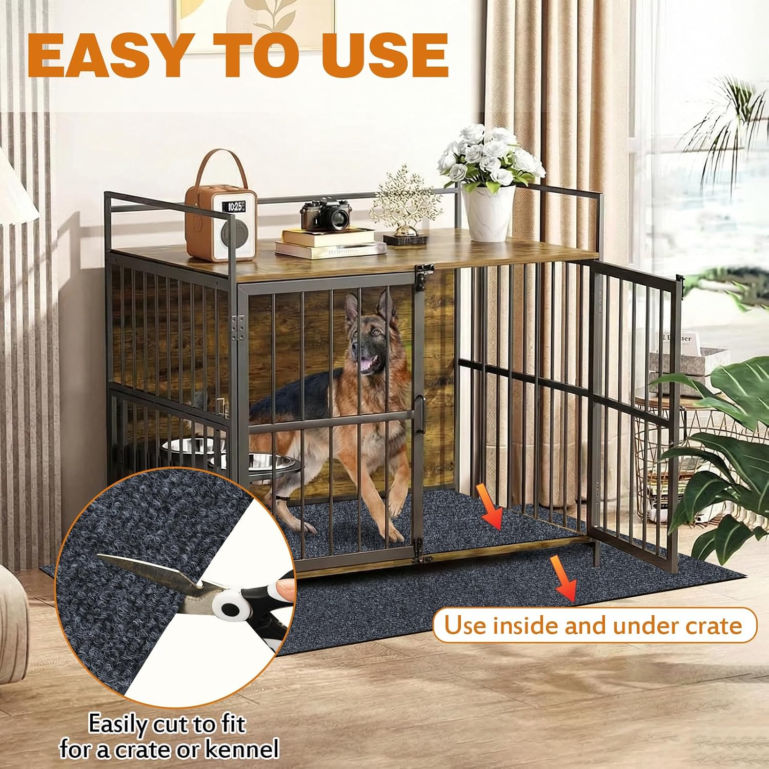 TRINKA Dog Crate Mat Liner, 60"X 46" Large Under Dog Kennel Mat | Waterproof Non-Slip Under Pet Crate Liner, Absorbs Urine Washable Reusable Puppy Playpen Pad to Protect Floors, Dark Gray