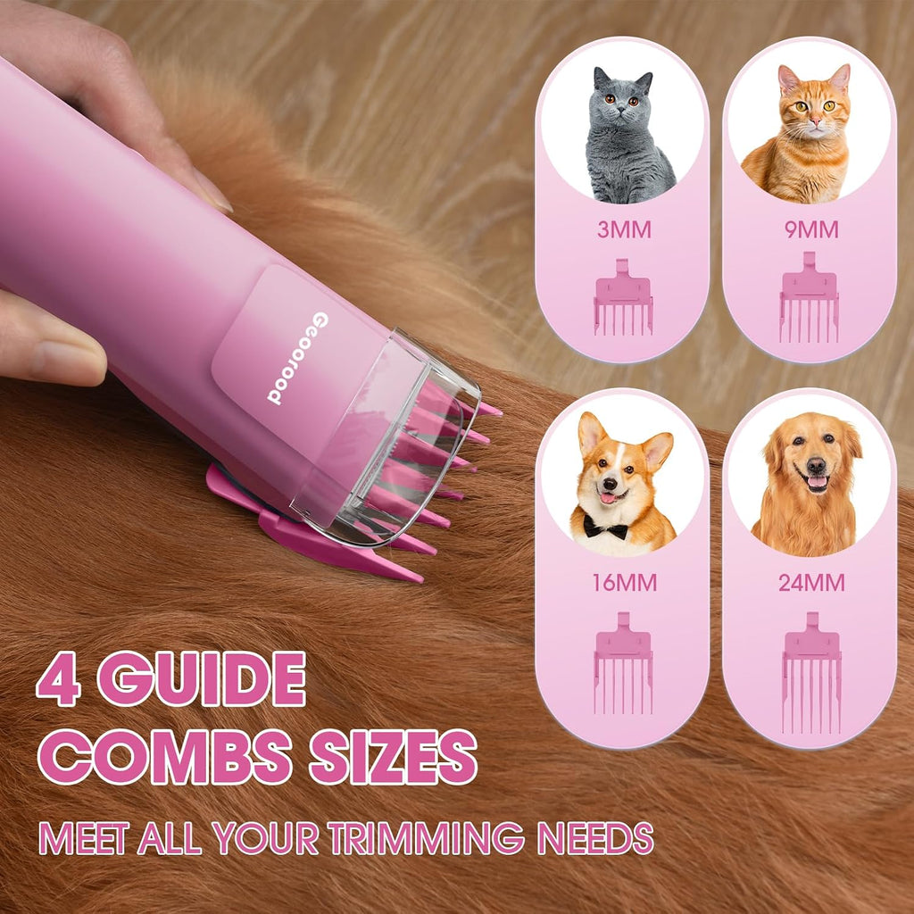 Dog Grooming Vacuum and Dryer Kit, Blower for Pet Vacuum Grooming 7 in 1 with Clippers for Dogs Hair Shedding Brush Remover Tools at Home Pink