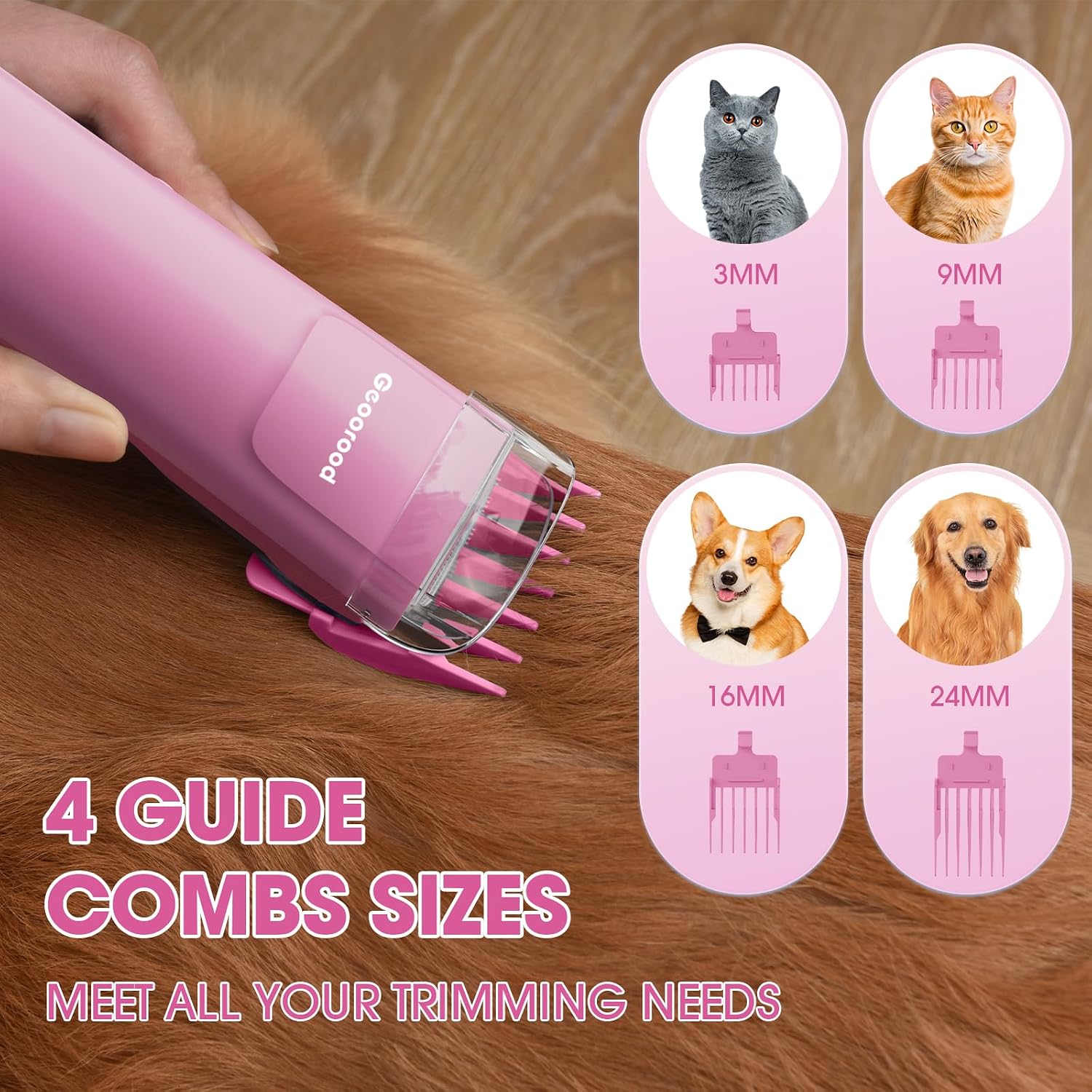 Dog Grooming Vacuum and Dryer Kit, Blower for Pet Vacuum Grooming 7 in 1 with Clippers for Dogs Hair Shedding Brush Remover Tools at Home Pink