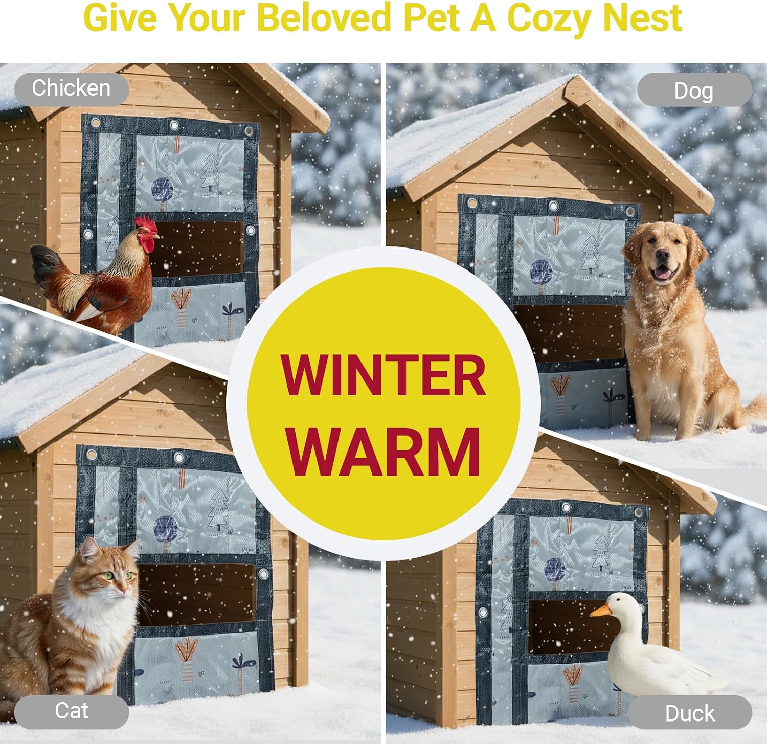 Dog Door Flap, Insulated Windproof Magnetic Replacement Pet Door Cover with Clear Window & Weighted Bottom Bar,for Dog Houses, Cat Houses, and Other Pet Shelters,2 Sizes (23.6 * 27.6)