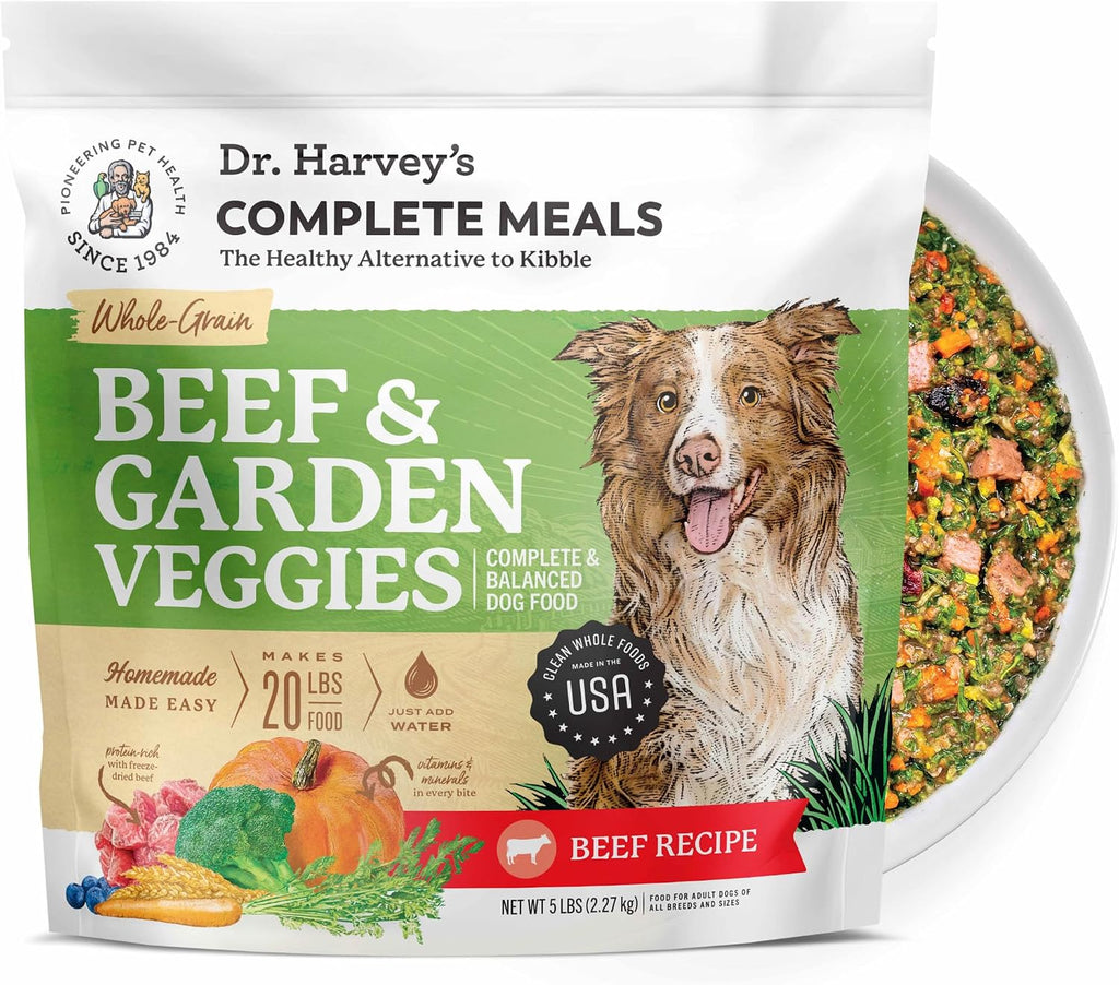 Dr. Harvey's Beef & Garden Veggies Dog Food, Whole-Grain (5 lb) | Dehydrated Dog Food with Freeze-Dried Beef
