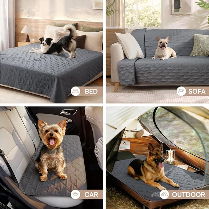 Luciphia 100% Waterproof Couch Cover Blanket for Dogs Anti-Slip Pet Couch Protector Sofa Mat Puppy Cat with Non-Slip Bottom, Grey, 30x70 Inch