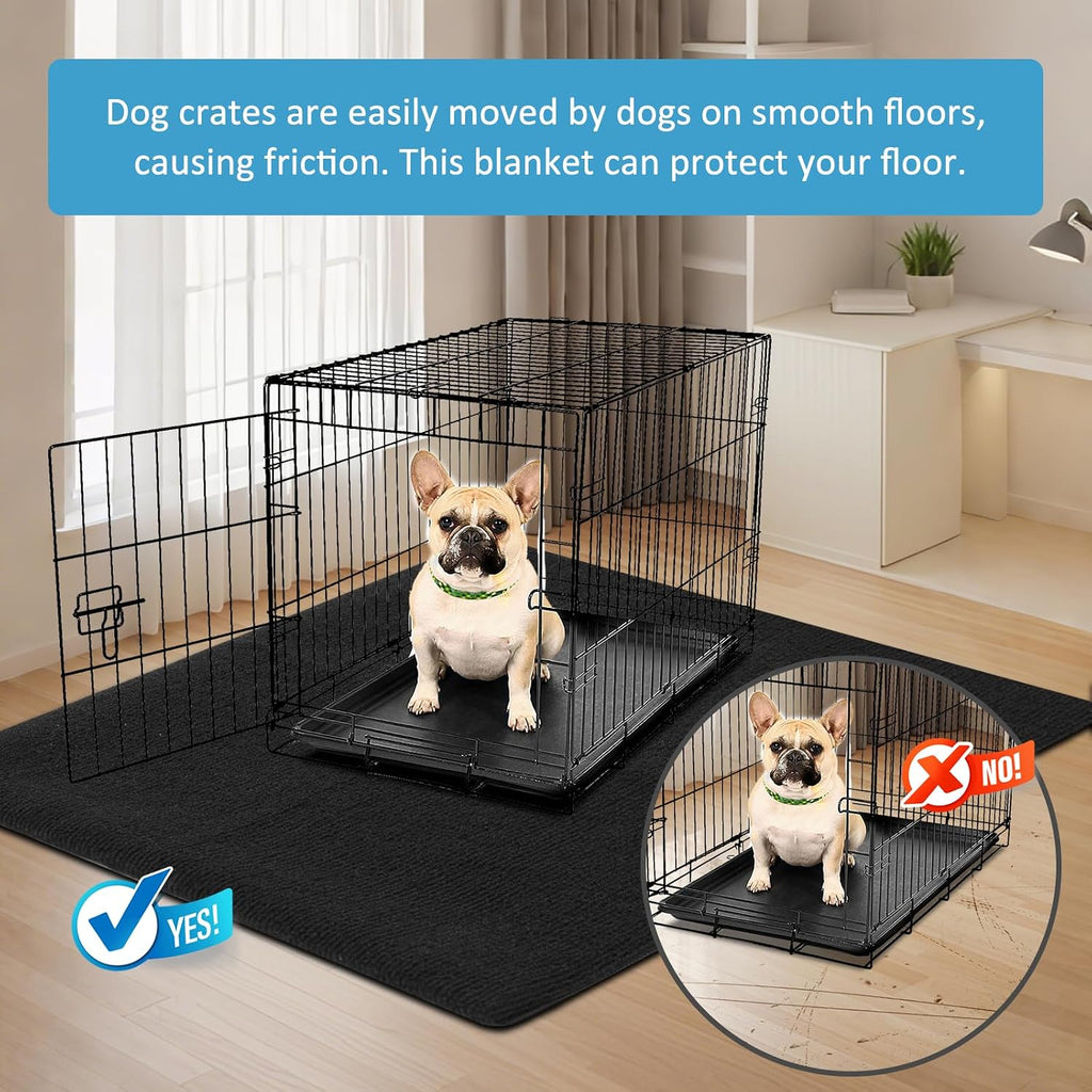 46" x 60" x 0.23" Dog Crate Mat, Extra Large Size, Non-Slip and Waterproof, Washable, Reusable, Can Be Cutting to the Appropriate Aize, Protects Floors, Soft and Absorbent Surface, Rubber Bottom