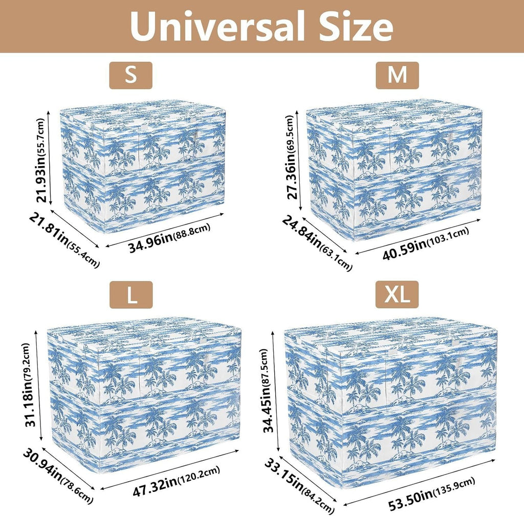 Blue and White Tropical Palm Crate Covers for Dogs Privacy Wire Cage Cover Dog Crate Curtains 48 Inch