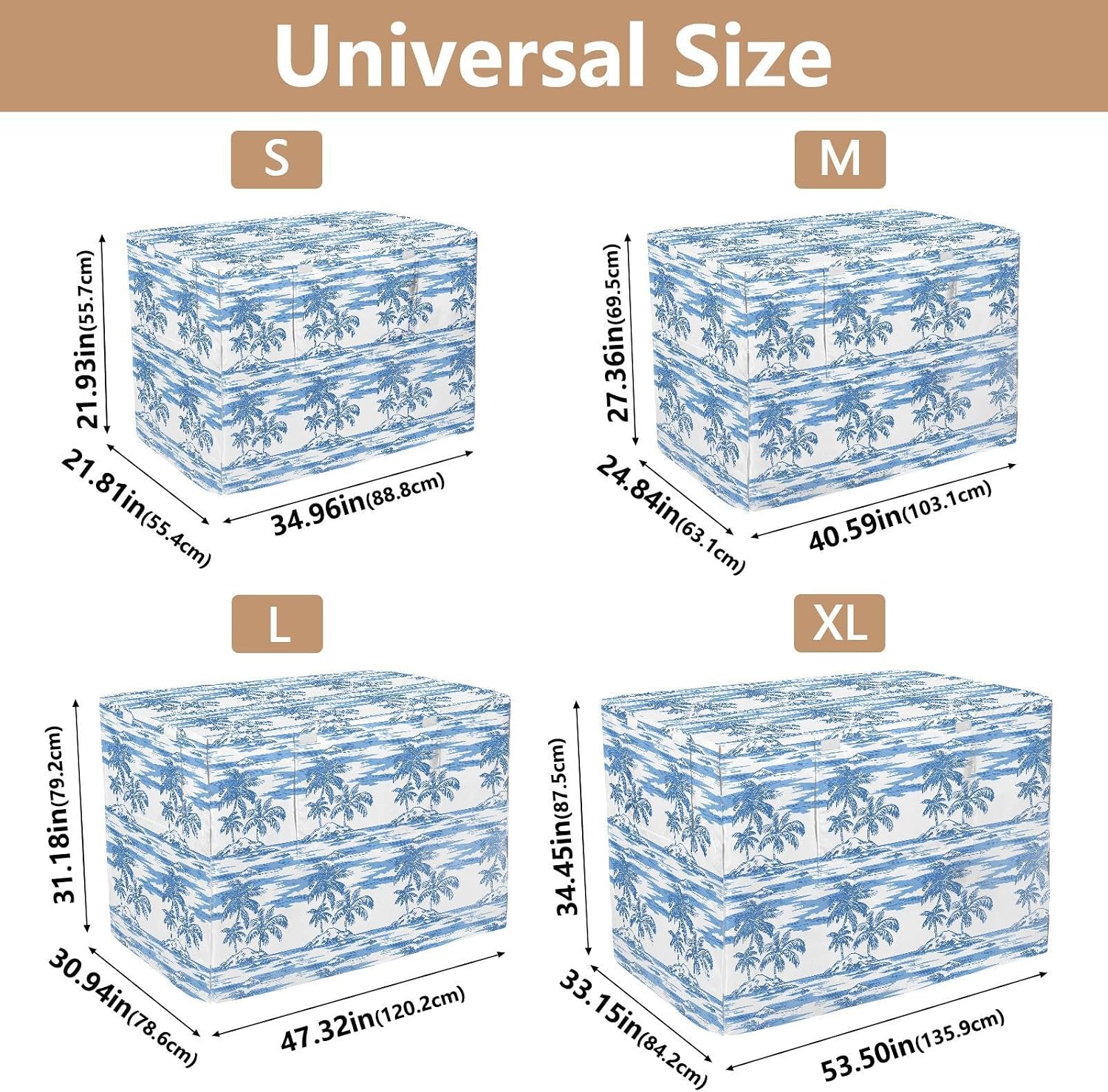 Blue and White Tropical Palm Crate Covers for Dogs Privacy Wire Cage Cover Dog Crate Curtains 48 Inch