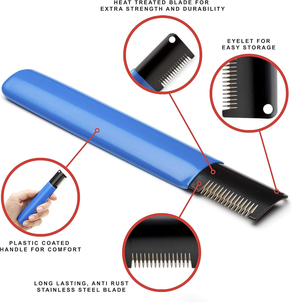 Mikki Dog, Puppy Grooming Stripping Knife - Hand Stripping Blade Tool for Coarse Hair Coats,Blue