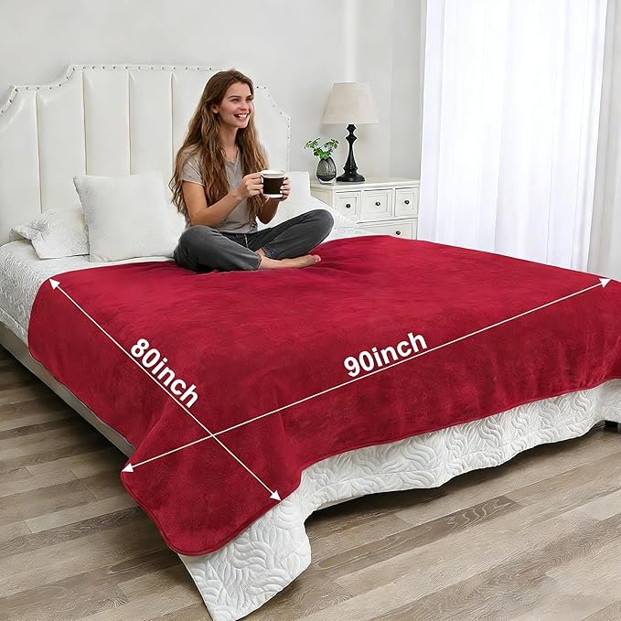Waterproof Blanket for Beds – Ideal for Couch & Pets Splash Proof Sherpa Throw, Leakproof TPU Layer, Stain Resistant Washable Bed Protector – Burgandy, 90"x 80"
