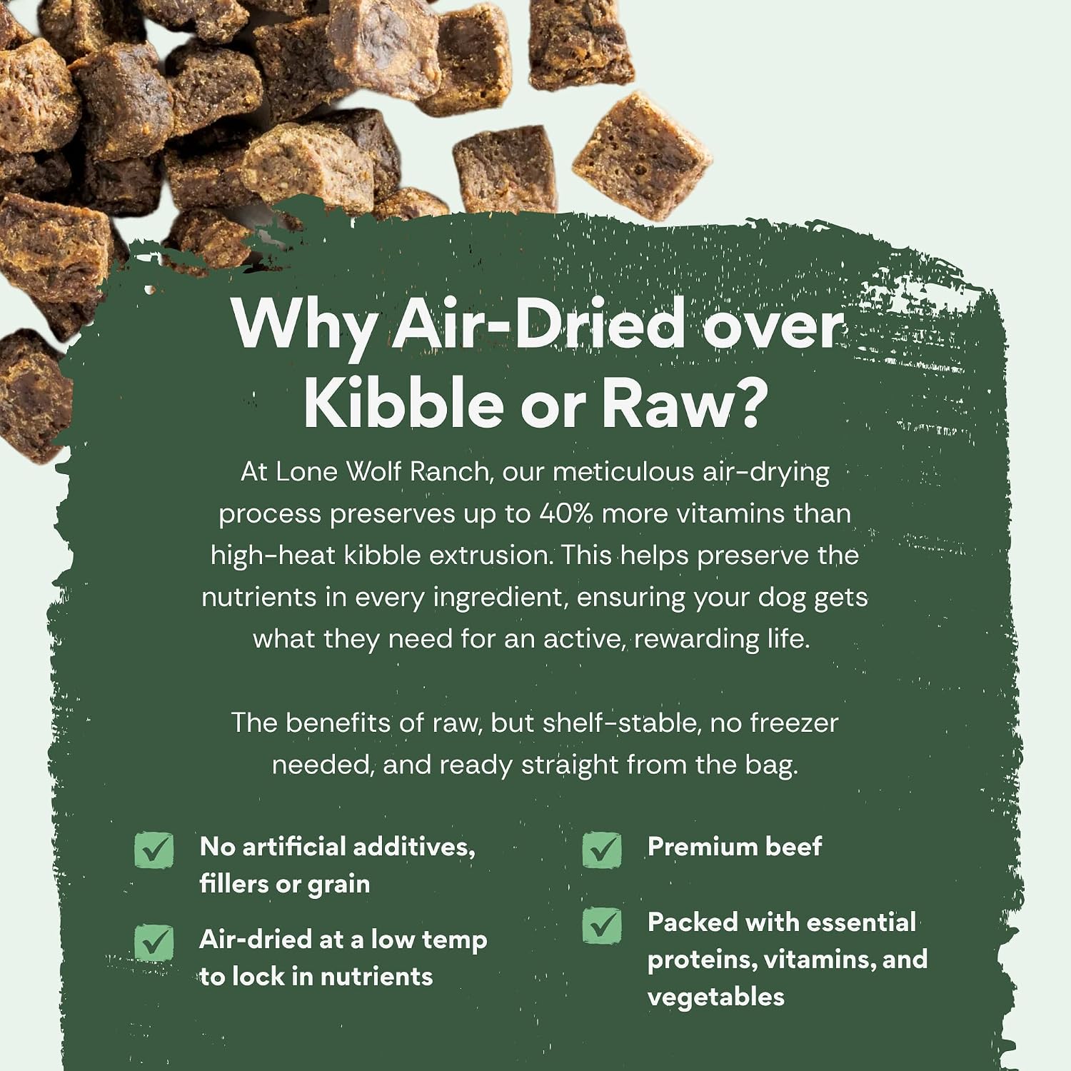 Chuck Norris Power Foods Complete Air-Dried Dog Food, High-Protein Recipe with Superfoods, Glucosamine, Probiotics & Postbiotics for Full-Body Adult Dog Nutrition, Beef 24oz
