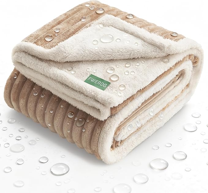Waterproof Dog Blanket for Couch - Washable Medium Pet Blanket for Furniture Protector, Cozy Fleece Calming Dog Crate Blankets for Indoors & Outdoors, Linen, 40"x50"