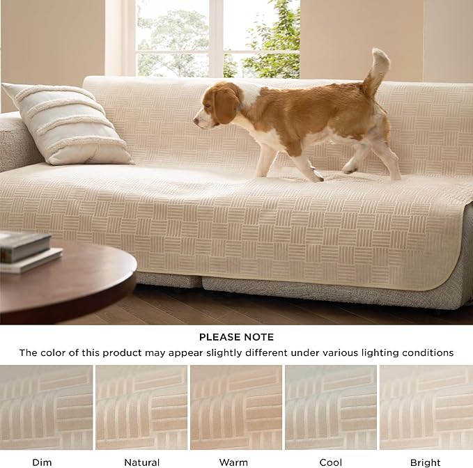 Bedsure Waterproof Couch Cover for Dogs Washable - Waterproof Blanket for Large Dogs Couch Sofa Cozy, Lightweight Furniture Protector for Pet Cat Quick Drying Puppy, Sandy Tan, 40x50IN