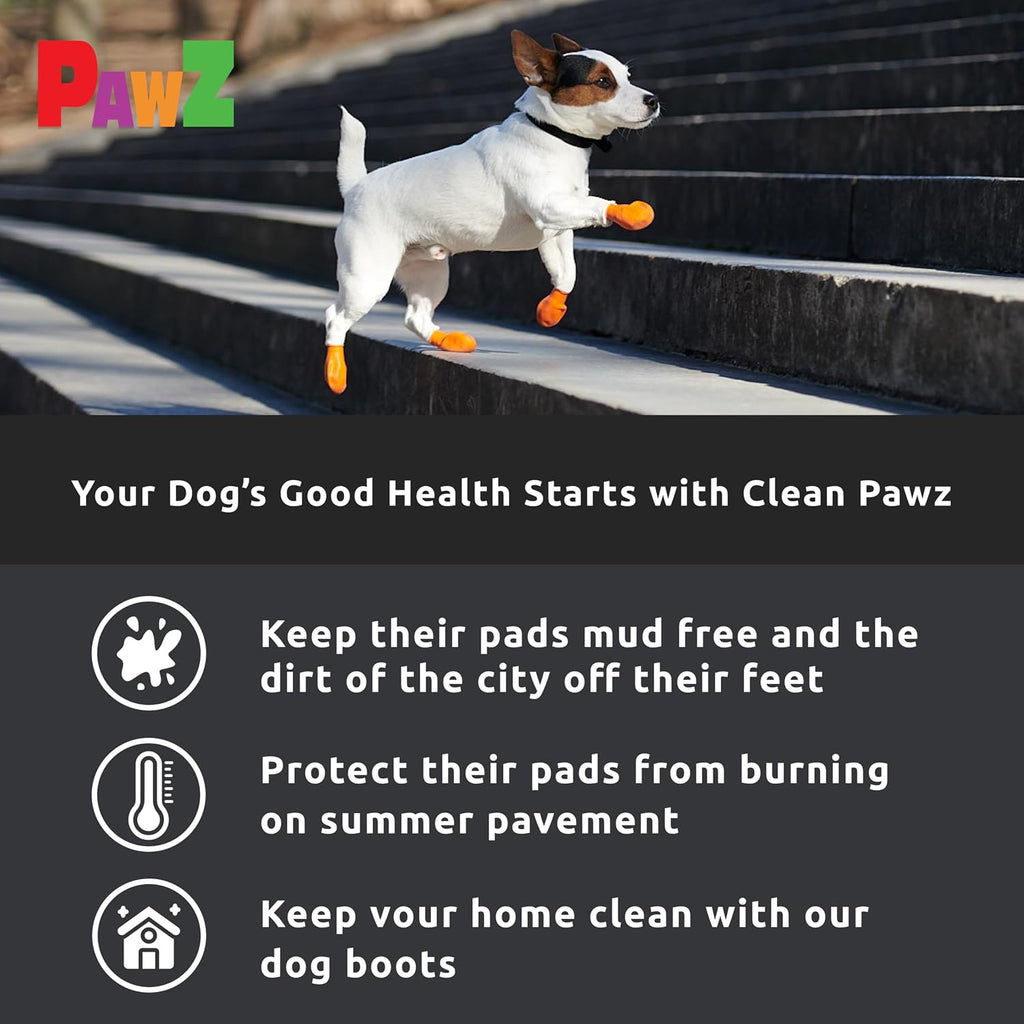 PawZ Rubber Dog Boots for Paws up to 2", 24 Total (2 Packs of 12) - All-Weather Booties for Hot Pavement, Snow, Mud, and Rain - Waterproof, Anti Slip Dog Socks - X-Small, Black