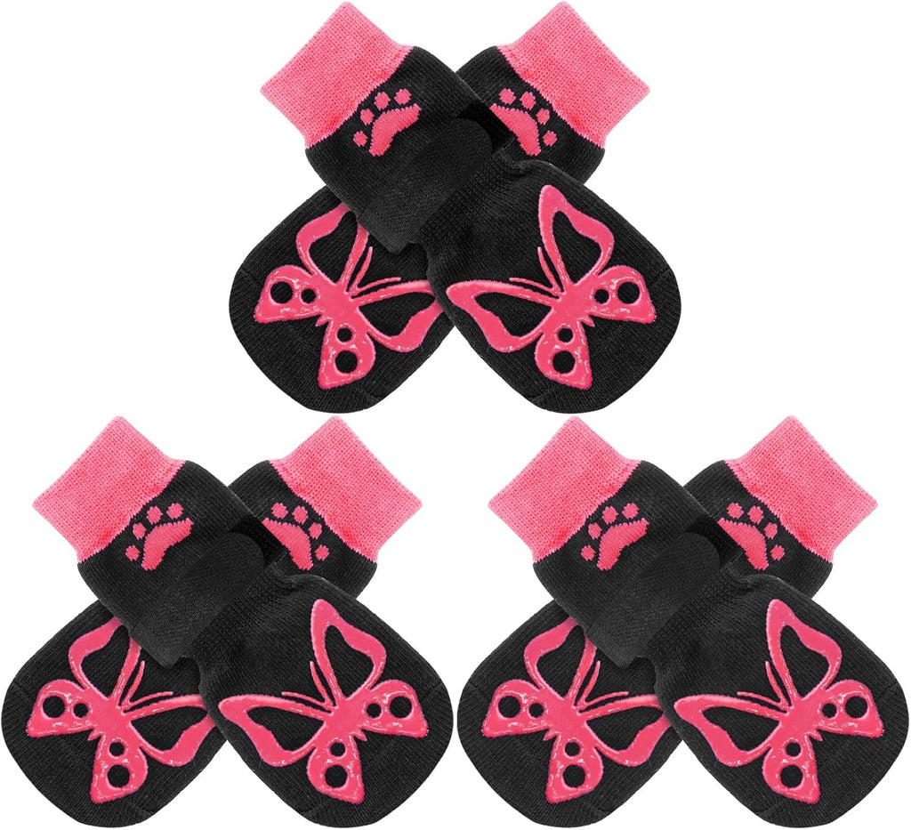 Anti Slip Dog Socks to Prevent Licking Paws for Hot Pavement | Dog Shoes Double Sides Dog Boots & Paw Protectors Booties for Hardwood Floors with Grip Small Medium Large Senior Dogs S