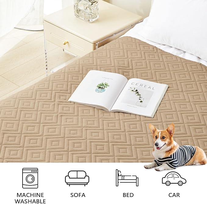 hyha Waterproof Dog Blanket, Soft Pet Bed Blankets, Waterproof Sofa Couch Cover for Dogs Washable, Reversible Pet Couch Covers for Sofa Furniture (82x82 Inch, Camel/Beige)