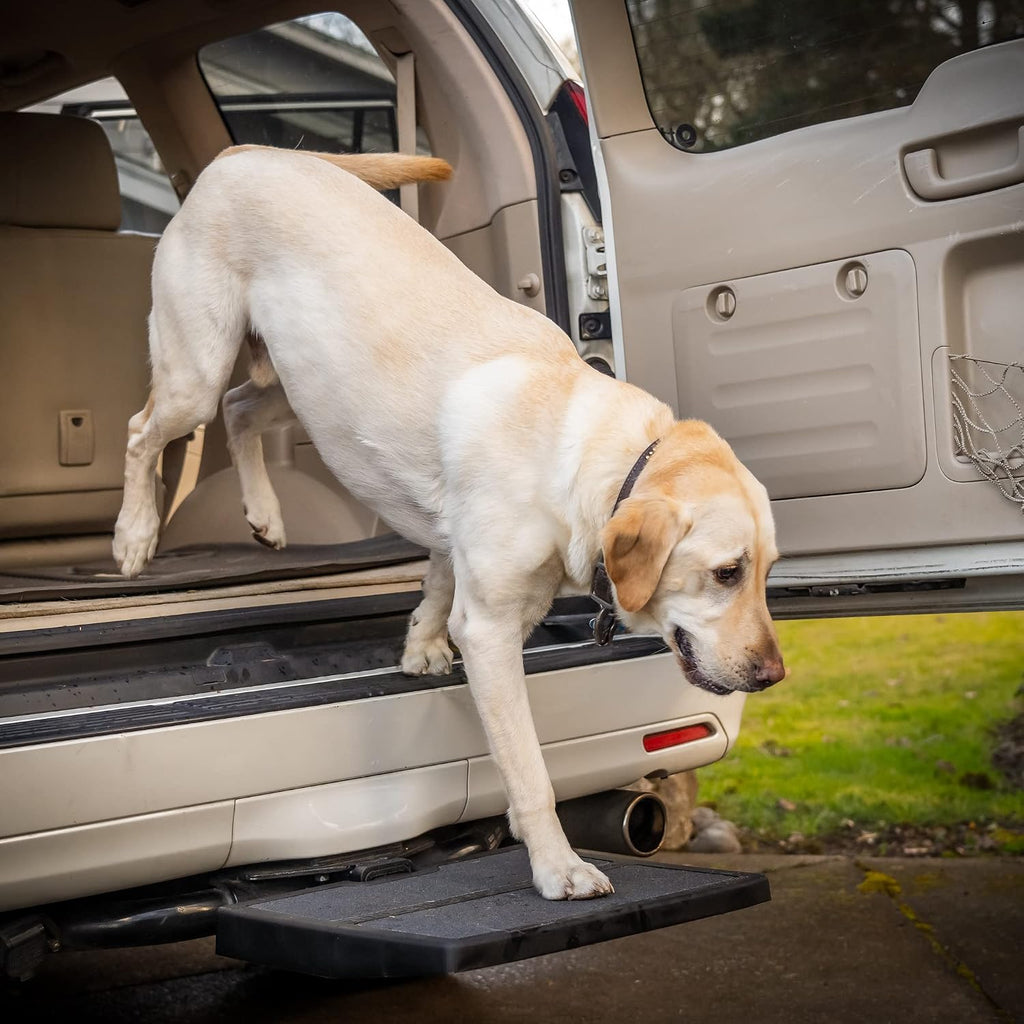 USA Made Otto Step Pet Ramp Step Helps Dogs Get in & Out of Car Van SUV | Portable Lightweight Dog Ramp | Simply Slide into 2 inch Trailer Hitch Receiver | No Tools Needed | Essential Pet Gear |