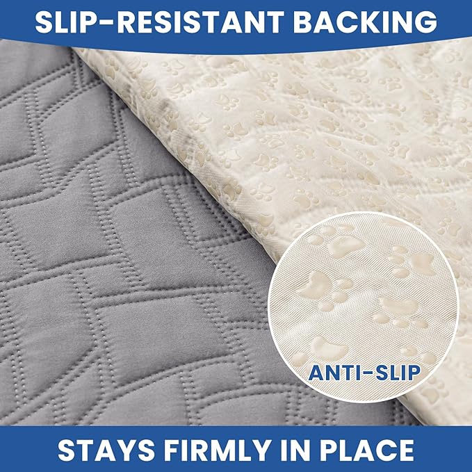 Waterproof Dog Bed Cover, Non-Slip Dog Blanket for Couch, Couch Covers for Dogs Washable, Pet Blanket for Furniture, Pet Bed Mat for Sofa, Car, Pet Supplies (52x82 Inch, Light Grey)
