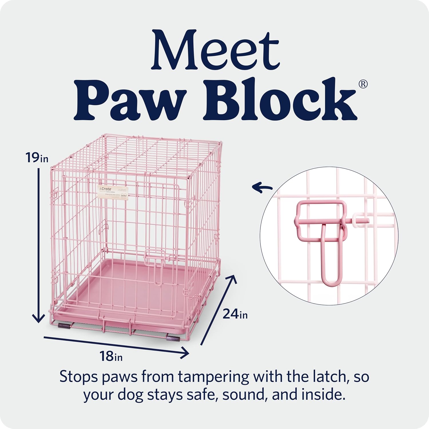 MidWest Homes for Pets 24-Inch Pink Fashion iCrate for Small Breeds, 12-20 lbs, Single Door Folding Dog Crate with Divider Panel, Leak-Proof Tray & Secure Latch, Portable, Durable & Easy to Assemble