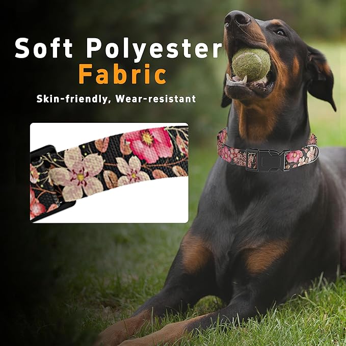 Dog Collar for Boys & Girls, Puppy Collar for Small to Large Dogs, Adjustable Soft Pattern Pet Collar with Safety Buckle for Male & Females (Red, S)